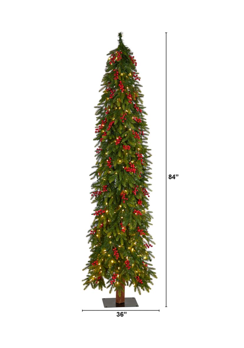 7-Foot Victoria Fir Artificial Christmas Tree with 300 Multi-Color (Multifunction) LED Lights, Berries and 565 Bendable Branches