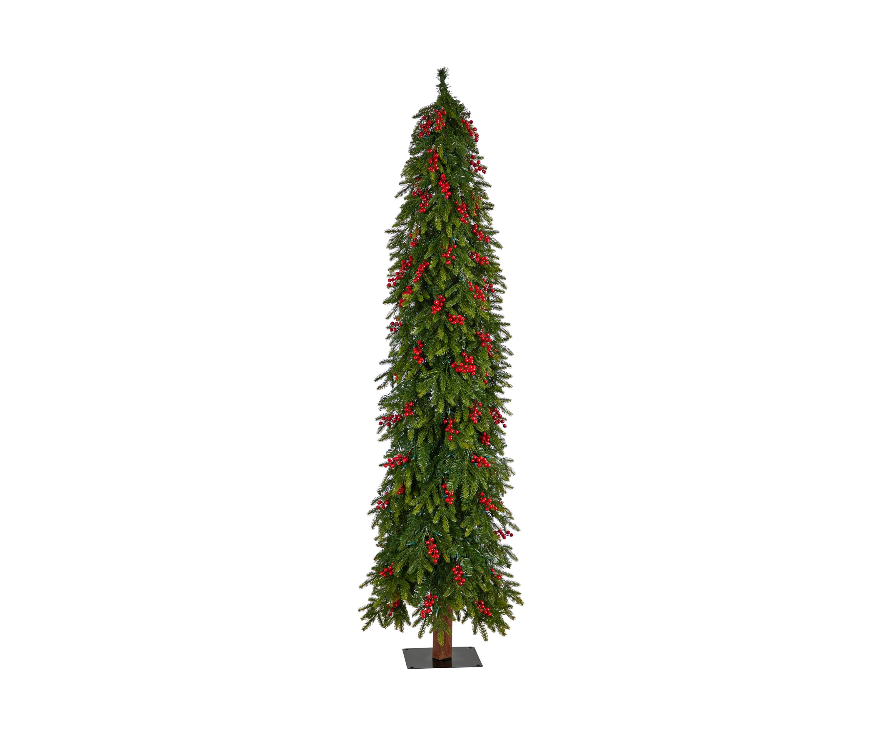 7-Foot Victoria Fir Artificial Christmas Tree with 300 Multi-Color (Multifunction) LED Lights, Berries and 565 Bendable Branches