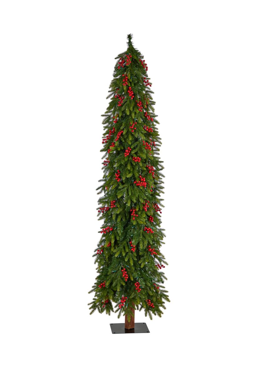 7-Foot Victoria Fir Artificial Christmas Tree with 300 Multi-Color (Multifunction) LED Lights, Berries and 565 Bendable Branches
