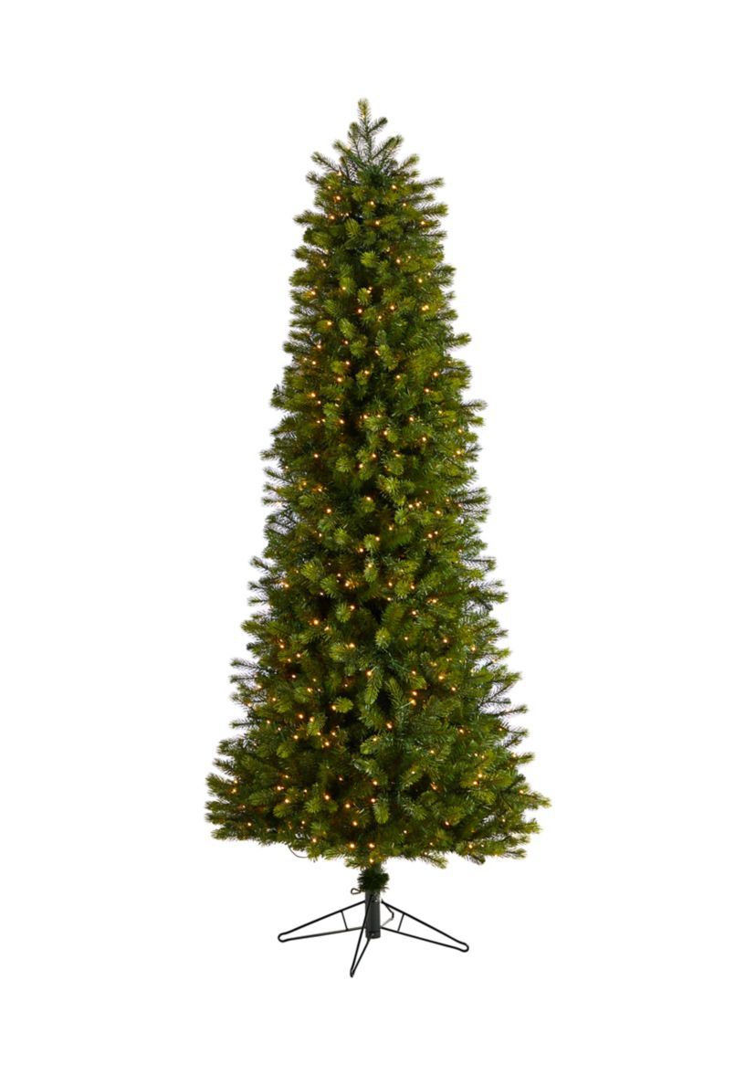 7.5-Foot Slim Colorado Mountain Spruce Artificial Christmas Tree with 600 (Multifunction with Remote Control) Warm White Micro LED Lights with Instant Connect Technology and 1316 Bendable Branches