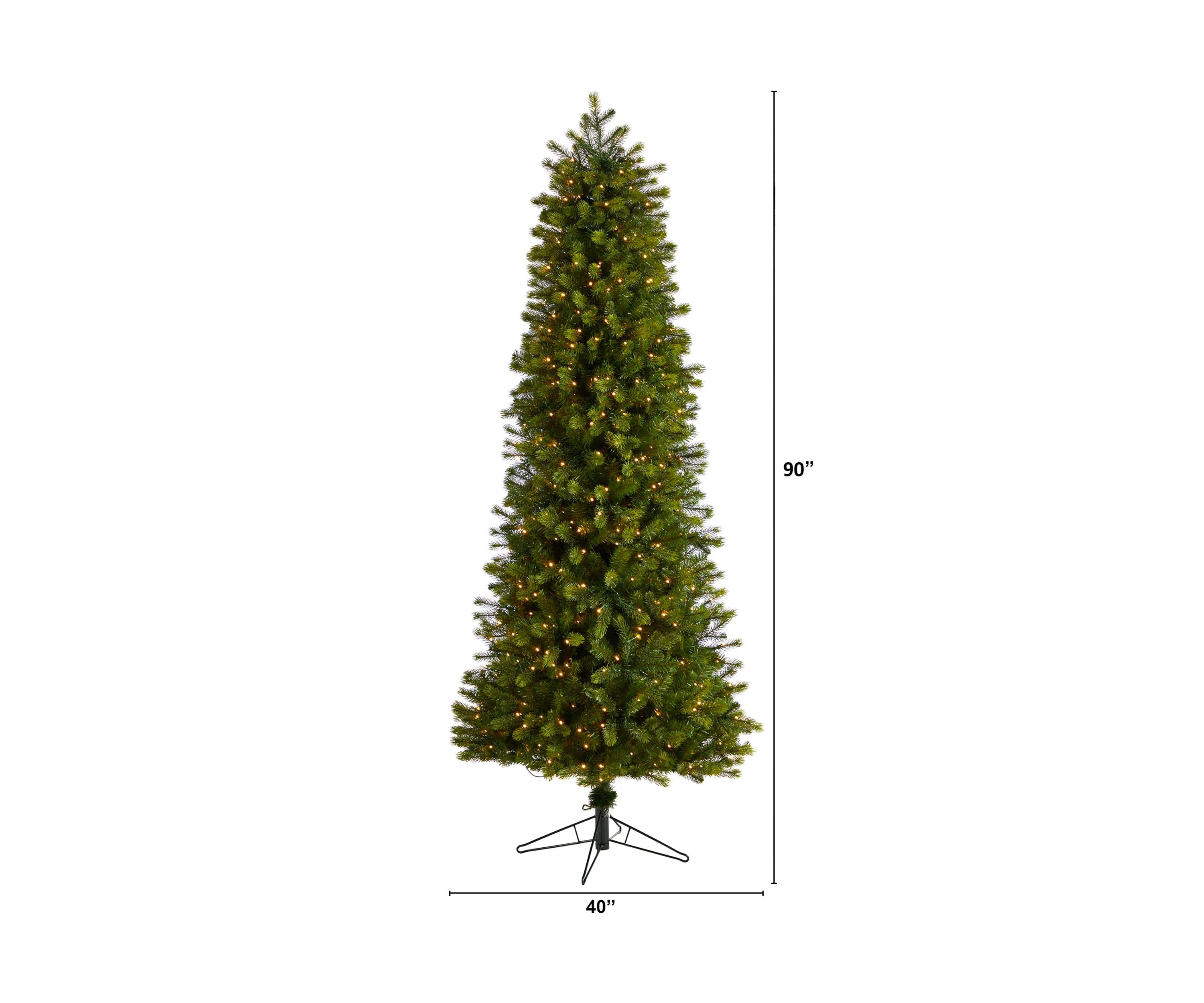 7.5-Foot Slim Colorado Mountain Spruce Artificial Christmas Tree with 600 (Multifunction with Remote Control) Warm White Micro LED Lights with Instant Connect Technology and 1316 Bendable Branches