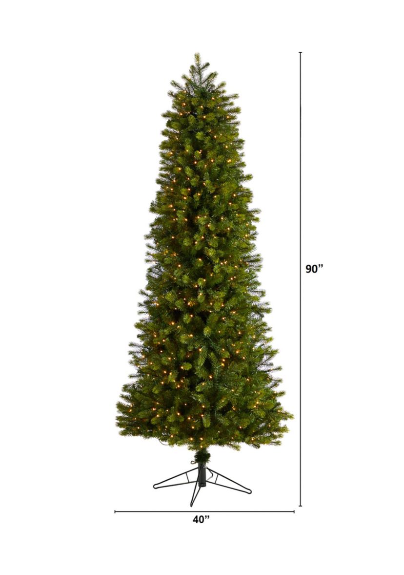 7.5-Foot Slim Colorado Mountain Spruce Artificial Christmas Tree with 600 (Multifunction with Remote Control) Warm White Micro LED Lights with Instant Connect Technology and 1316 Bendable Branches