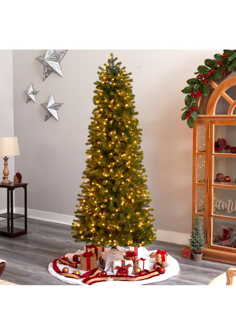 7.5-Foot Slim Colorado Mountain Spruce Artificial Christmas Tree with 600 (Multifunction with Remote Control) Warm White Micro LED Lights with Instant Connect Technology and 1316 Bendable Branches
