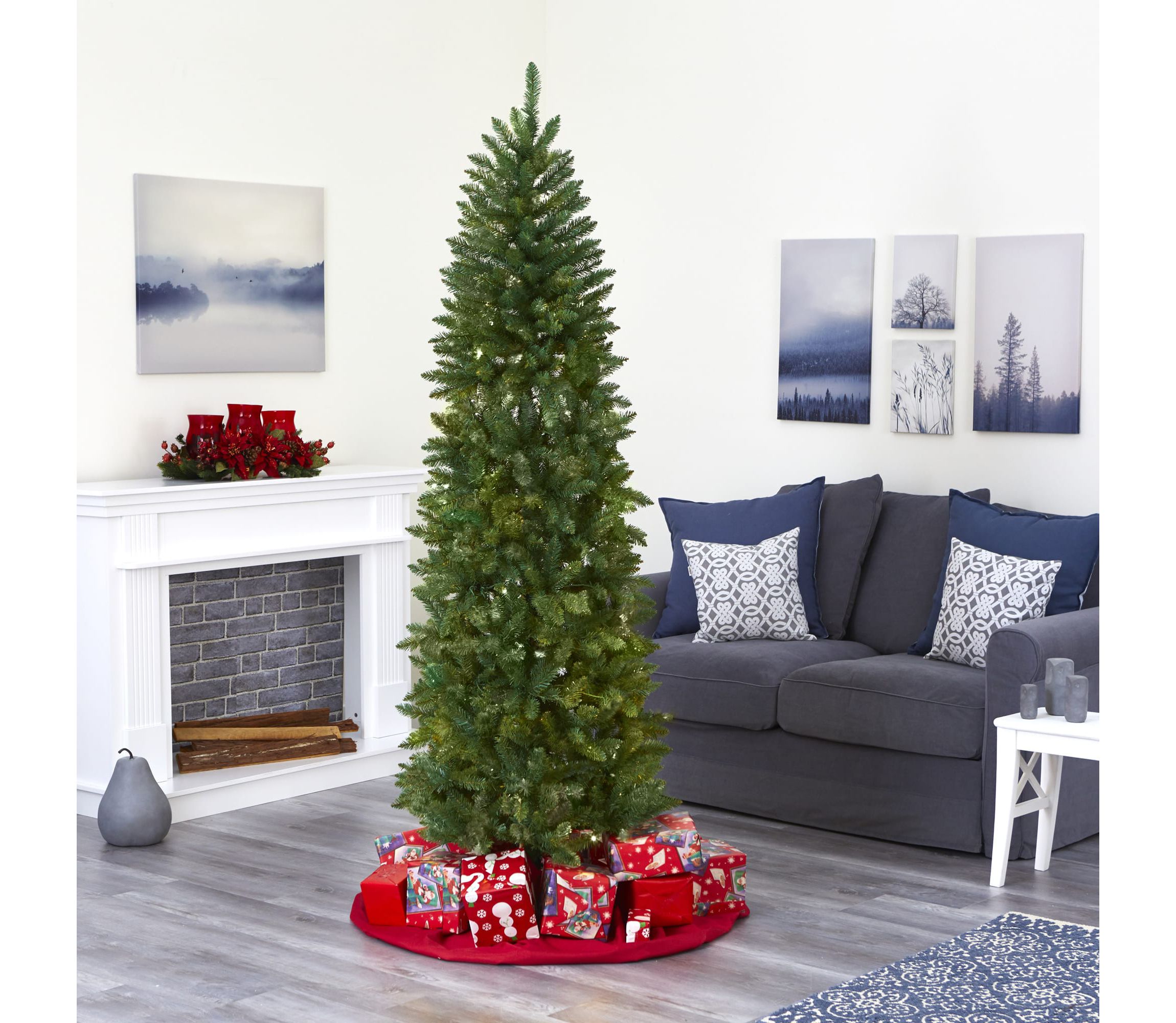 6.5-Foot Slim Green Mountain Pine Artificial Christmas Tree with 851 Bendable Branches