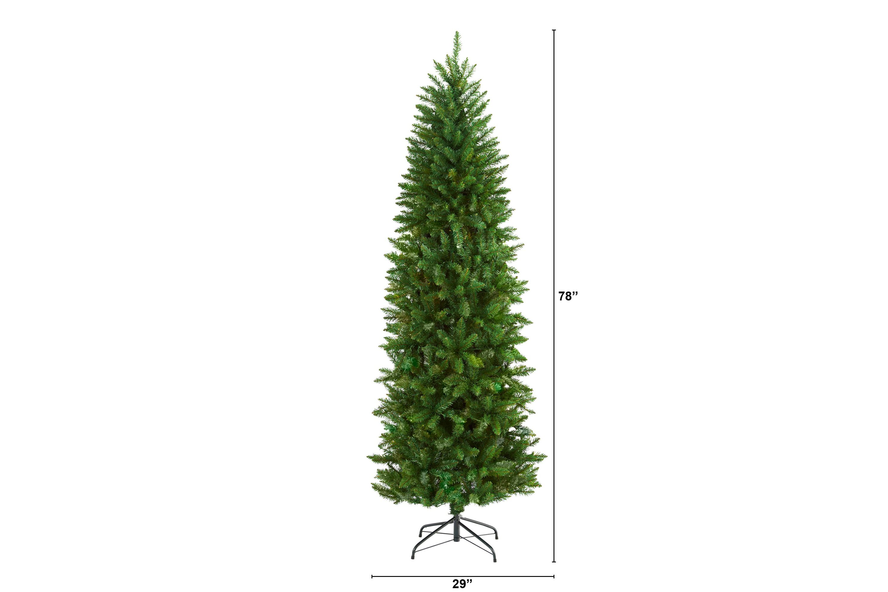 6.5-Foot Slim Green Mountain Pine Artificial Christmas Tree with 851 Bendable Branches