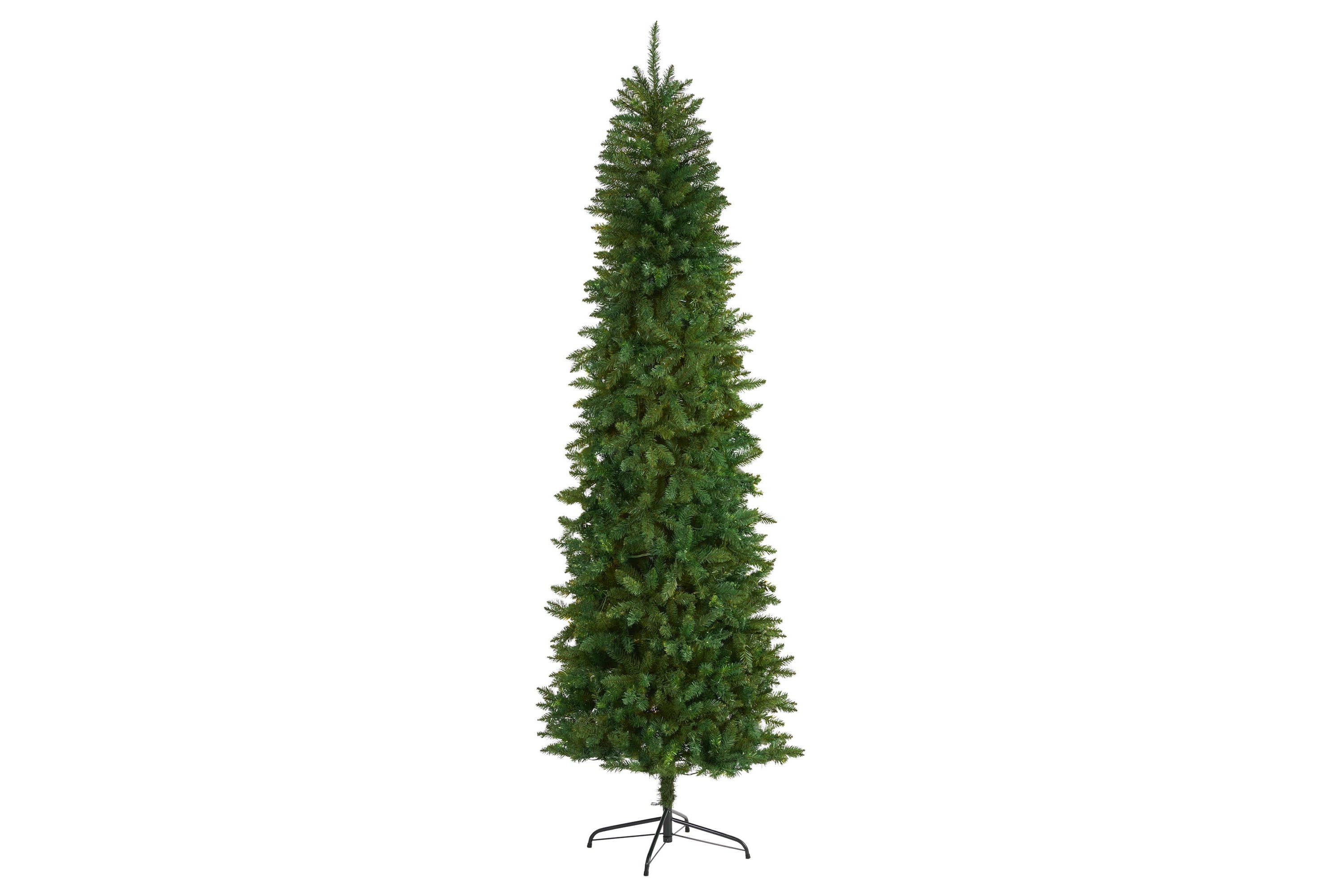 8-Foot Slim Green Mountain Pine Artificial Christmas Tree with 1348 Bendable Branches