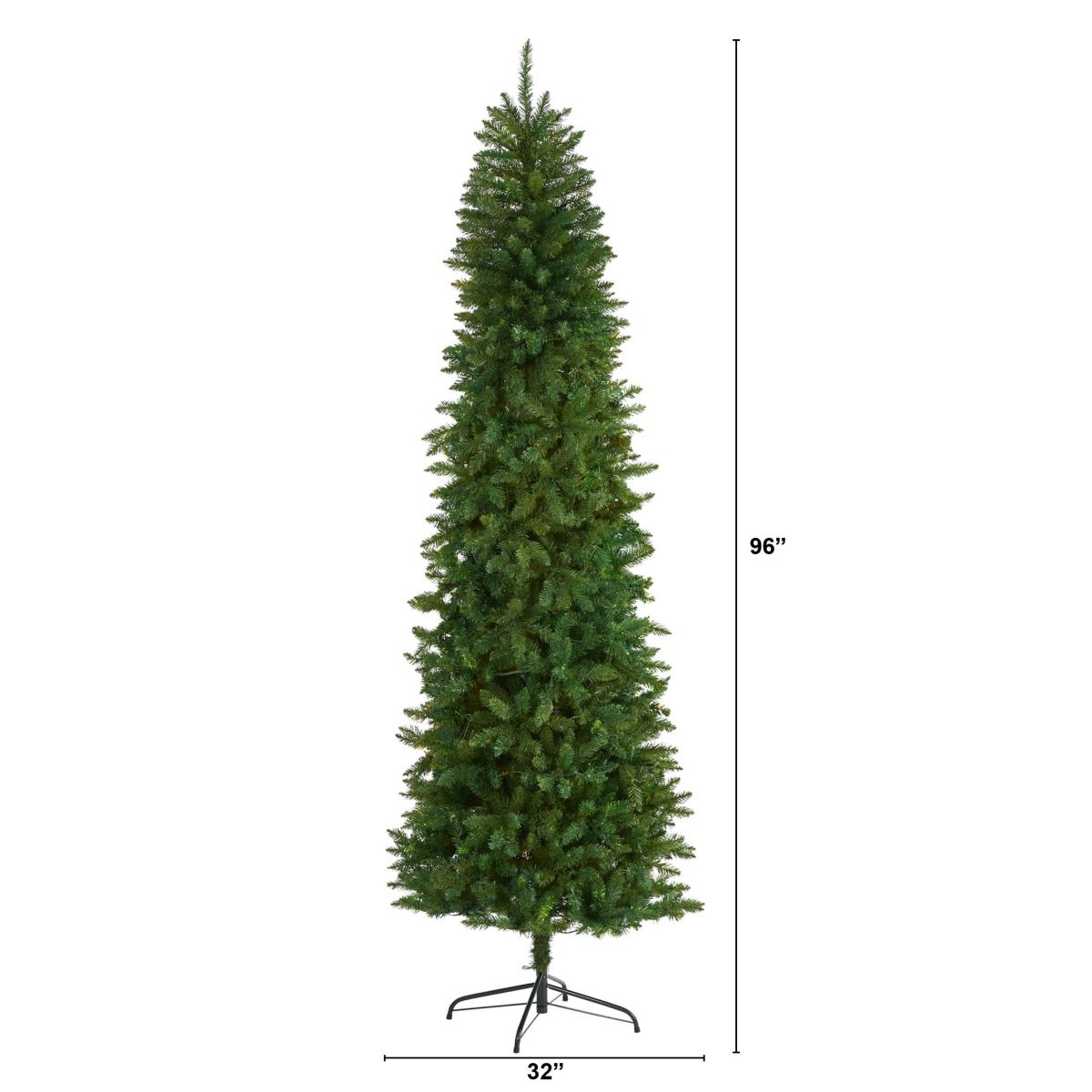 8-Foot Slim Green Mountain Pine Artificial Christmas Tree with 1348 Bendable Branches