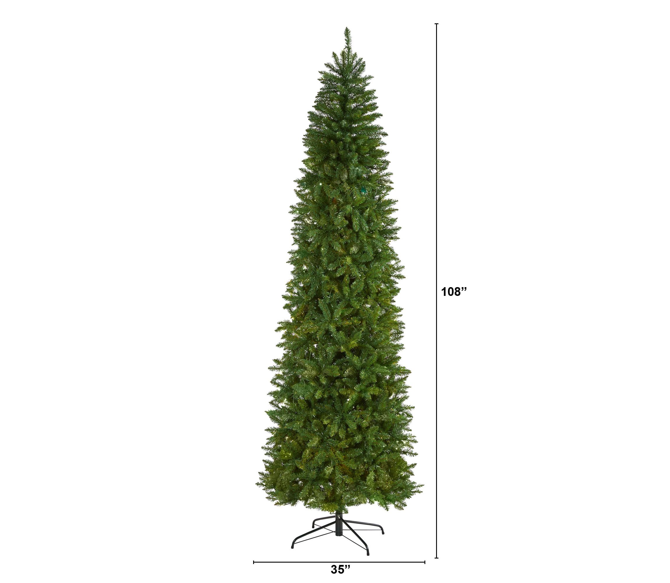 9-Foot Slim Green Mountain Pine Artificial Christmas Tree with 1860 Bendable Branches