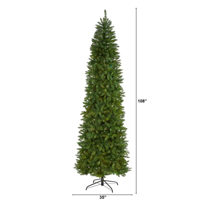 9-Foot Slim Green Mountain Pine Artificial Christmas Tree with 1860 Bendable Branches