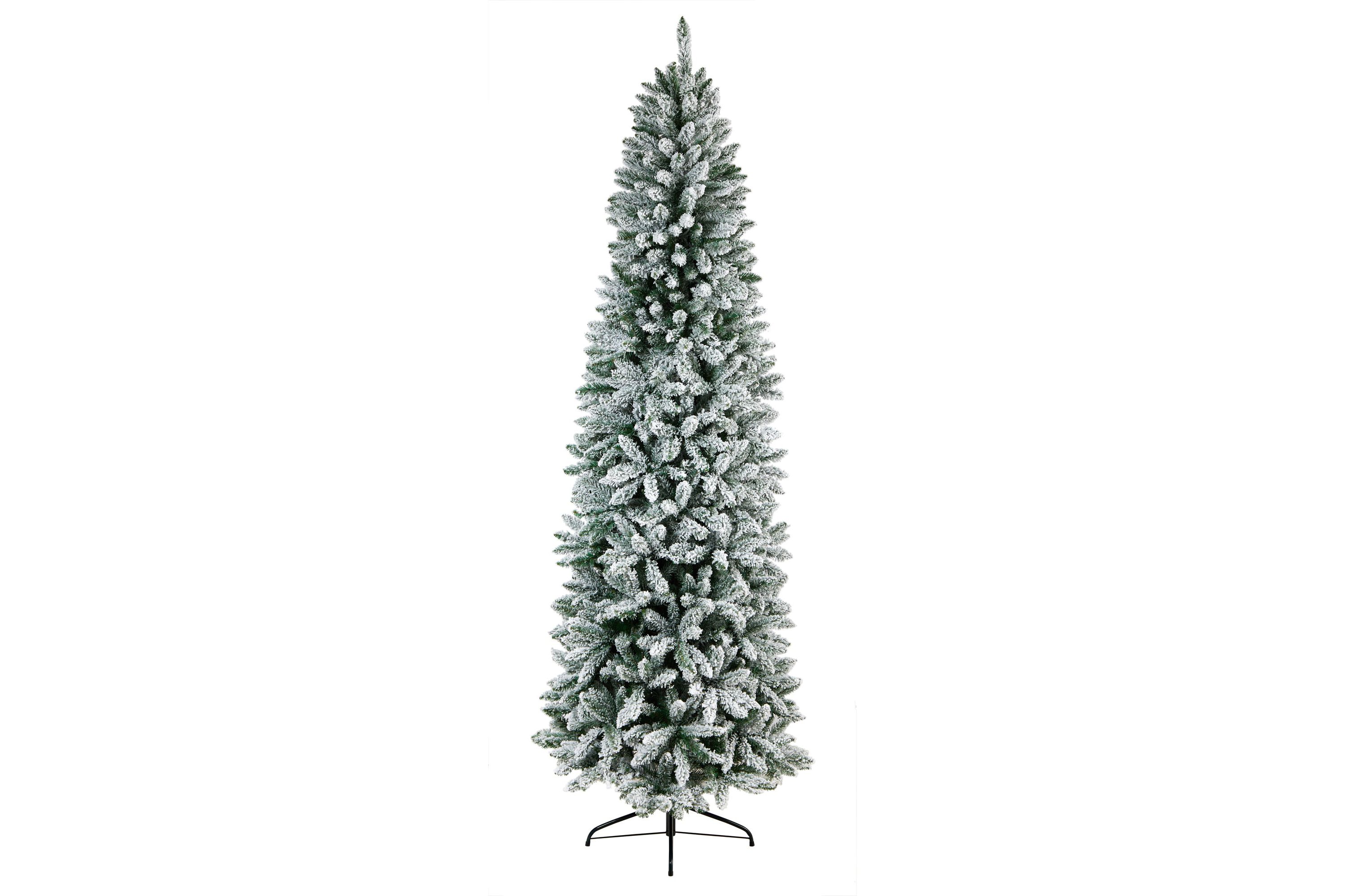9-Foot Slim Flocked Montreal Fir Artificial Christmas Tree with 1860 Bendable Branches