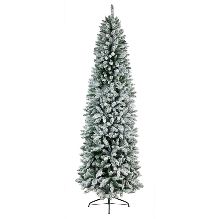 9-Foot Slim Flocked Montreal Fir Artificial Christmas Tree with 1860 Bendable Branches