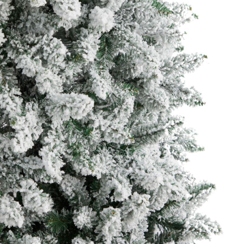 9-Foot Slim Flocked Montreal Fir Artificial Christmas Tree with 1860 Bendable Branches