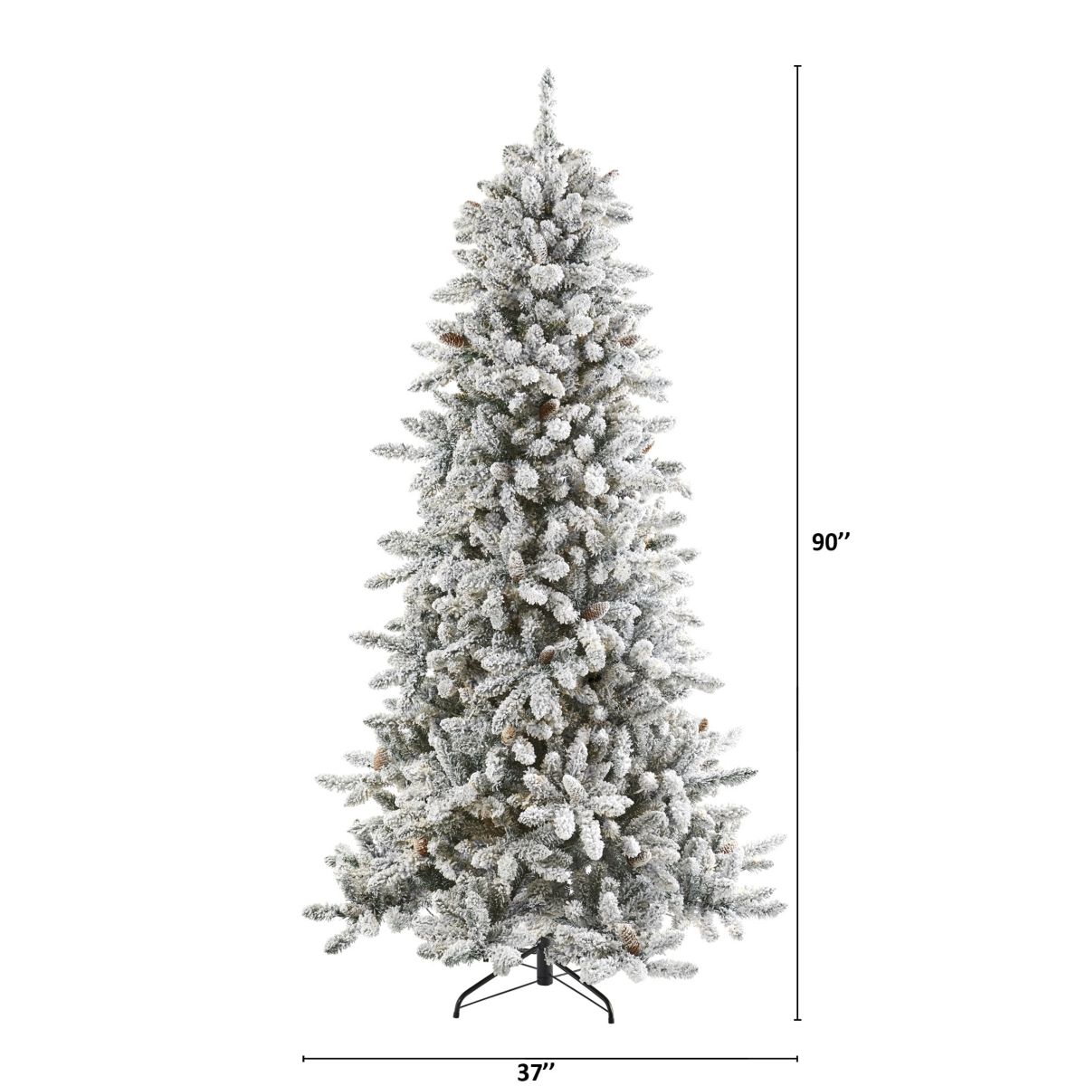 7.5-Foot Flocked Livingston Fir Artificial Christmas Tree with Pine Cones and 1336 Bendable Branches