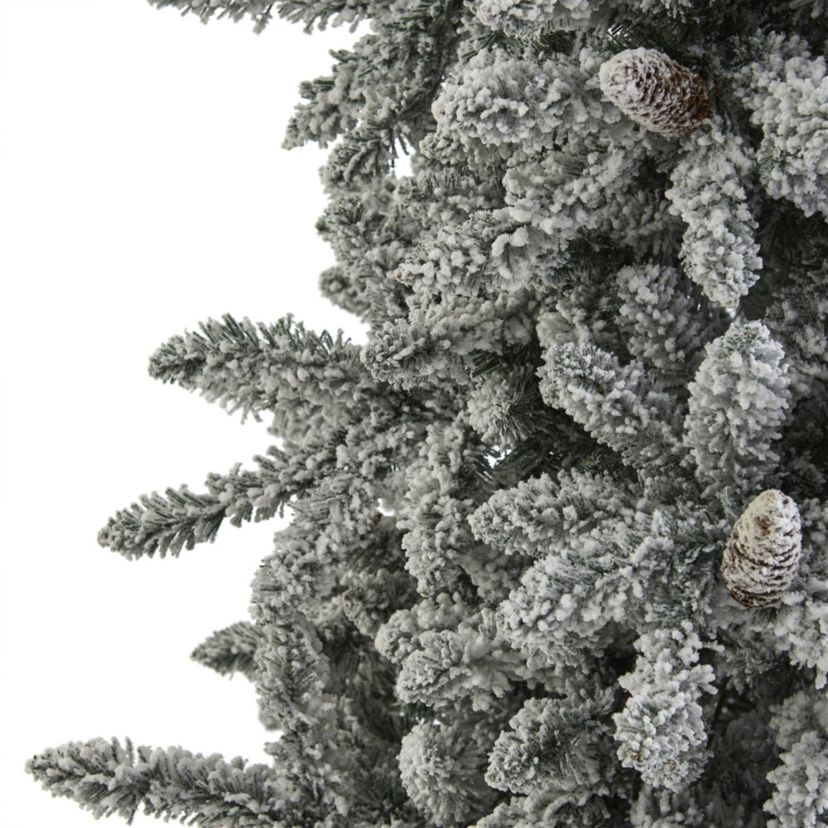 7.5-Foot Flocked Livingston Fir Artificial Christmas Tree with Pine Cones and 1336 Bendable Branches