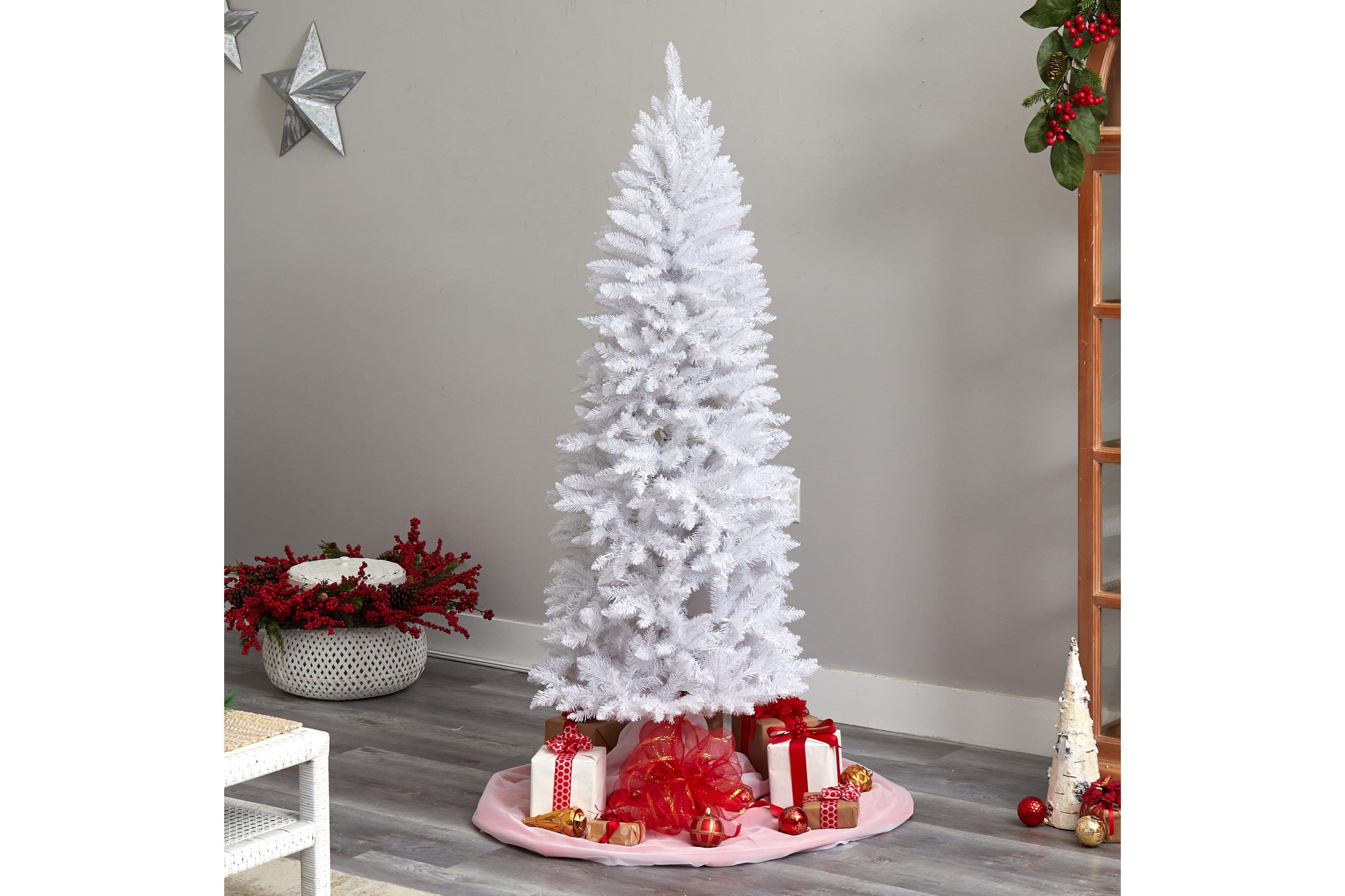 6-Foot Slim White Artificial Christmas Tree with 743 Bendable Branches