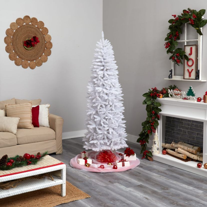 7-Foot Slim White Artificial Christmas Tree with 995 Bendable Branches