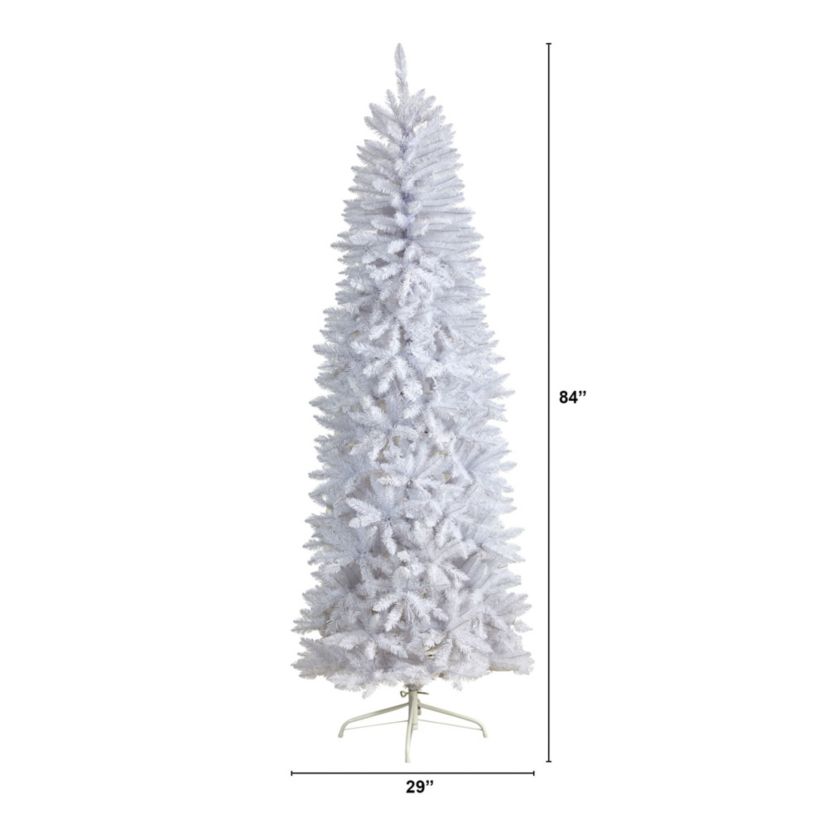 7-Foot Slim White Artificial Christmas Tree with 995 Bendable Branches