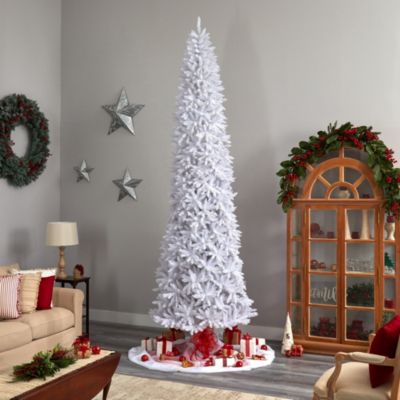 12-Foot Slim White Artificial Christmas Tree with 3235 Bendable Branches