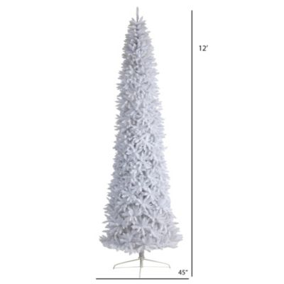 12-Foot Slim White Artificial Christmas Tree with 3235 Bendable Branches