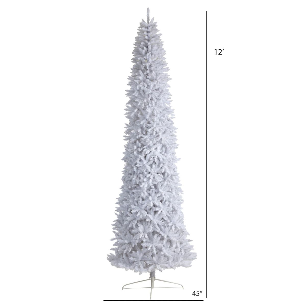 12-Foot Slim White Artificial Christmas Tree with 3235 Bendable Branches