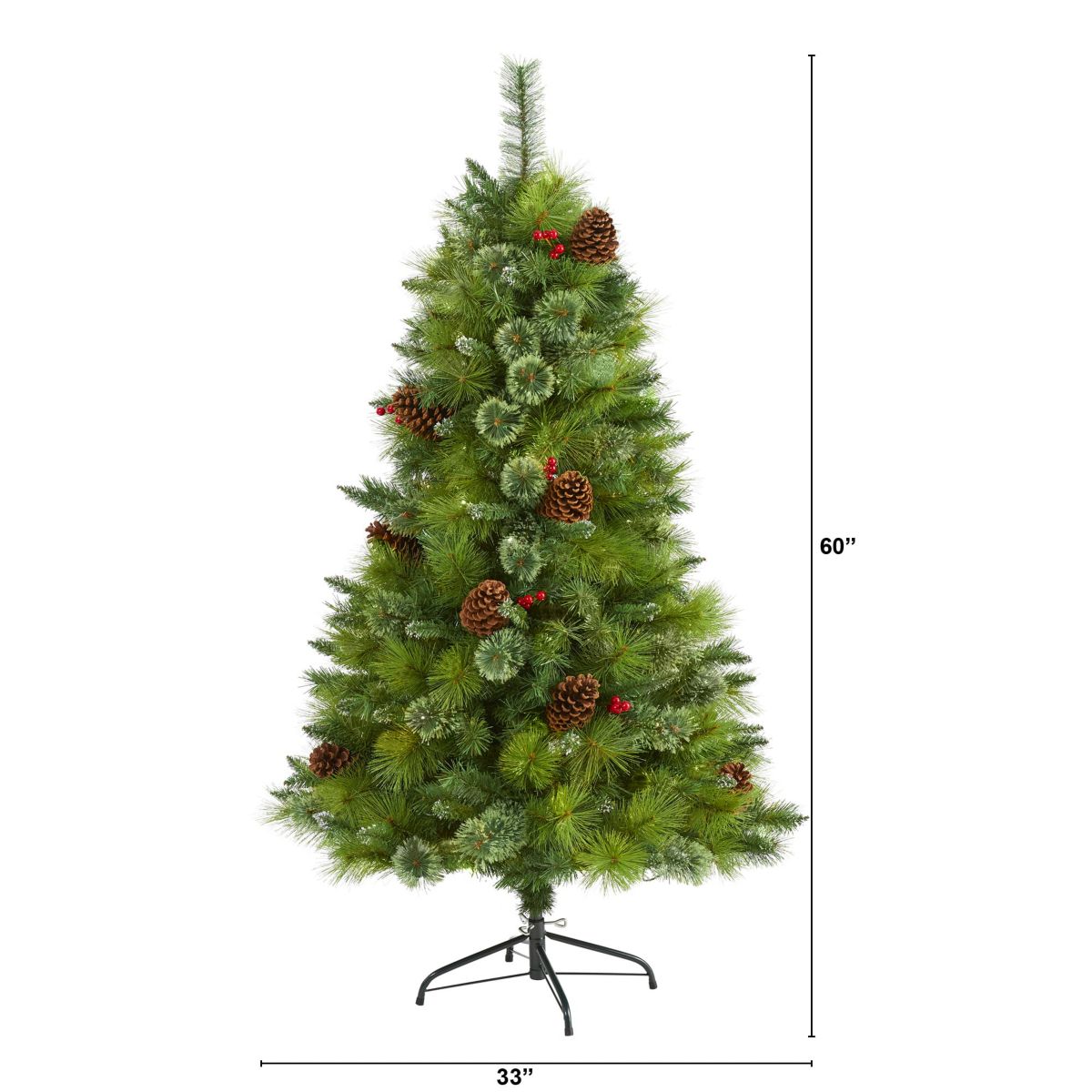 5-Foot Montana Mixed Pine Artificial Christmas Tree with Pine Cones, Berries and 510 Bendable Branches