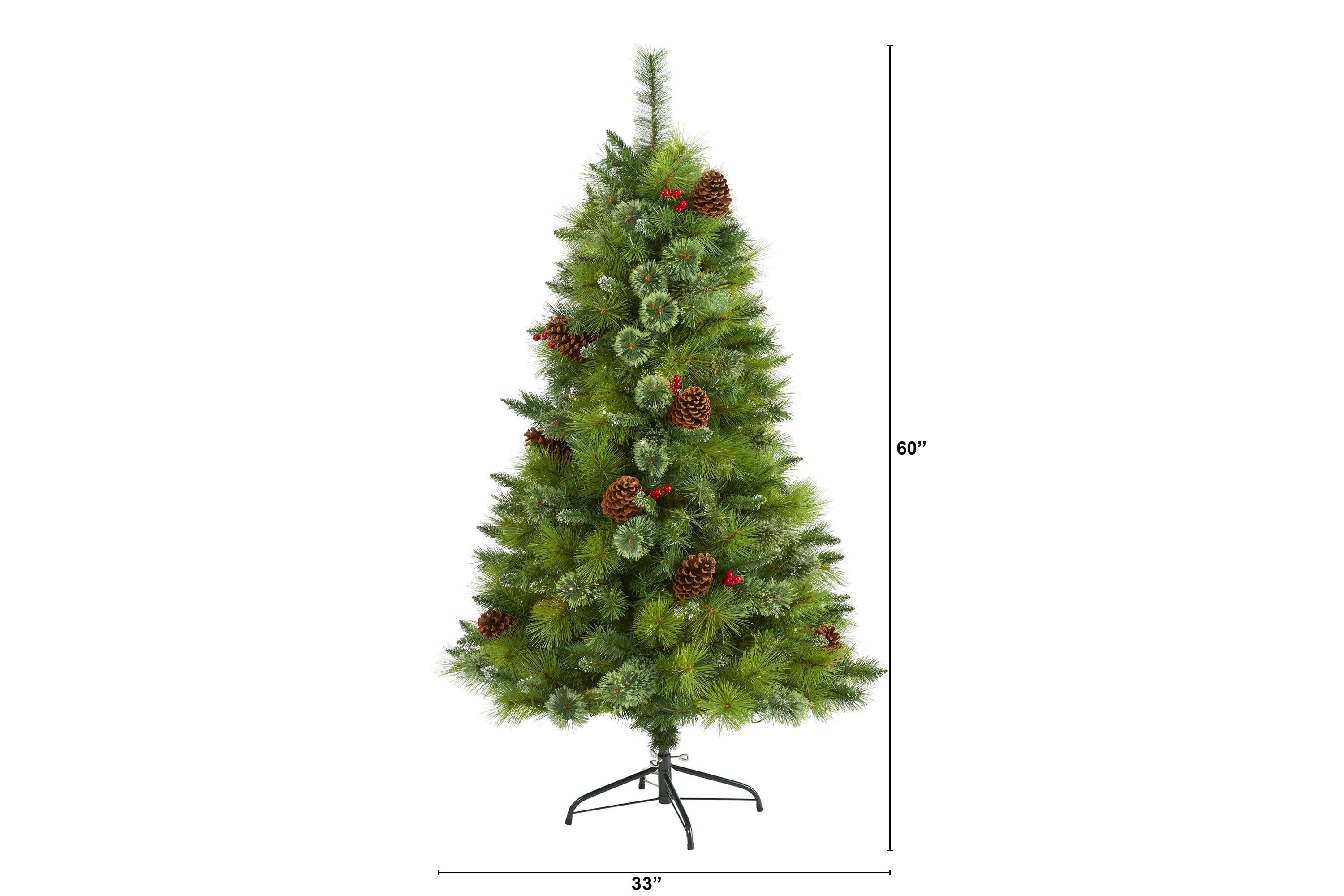 5-Foot Montana Mixed Pine Artificial Christmas Tree with Pine Cones, Berries and 510 Bendable Branches