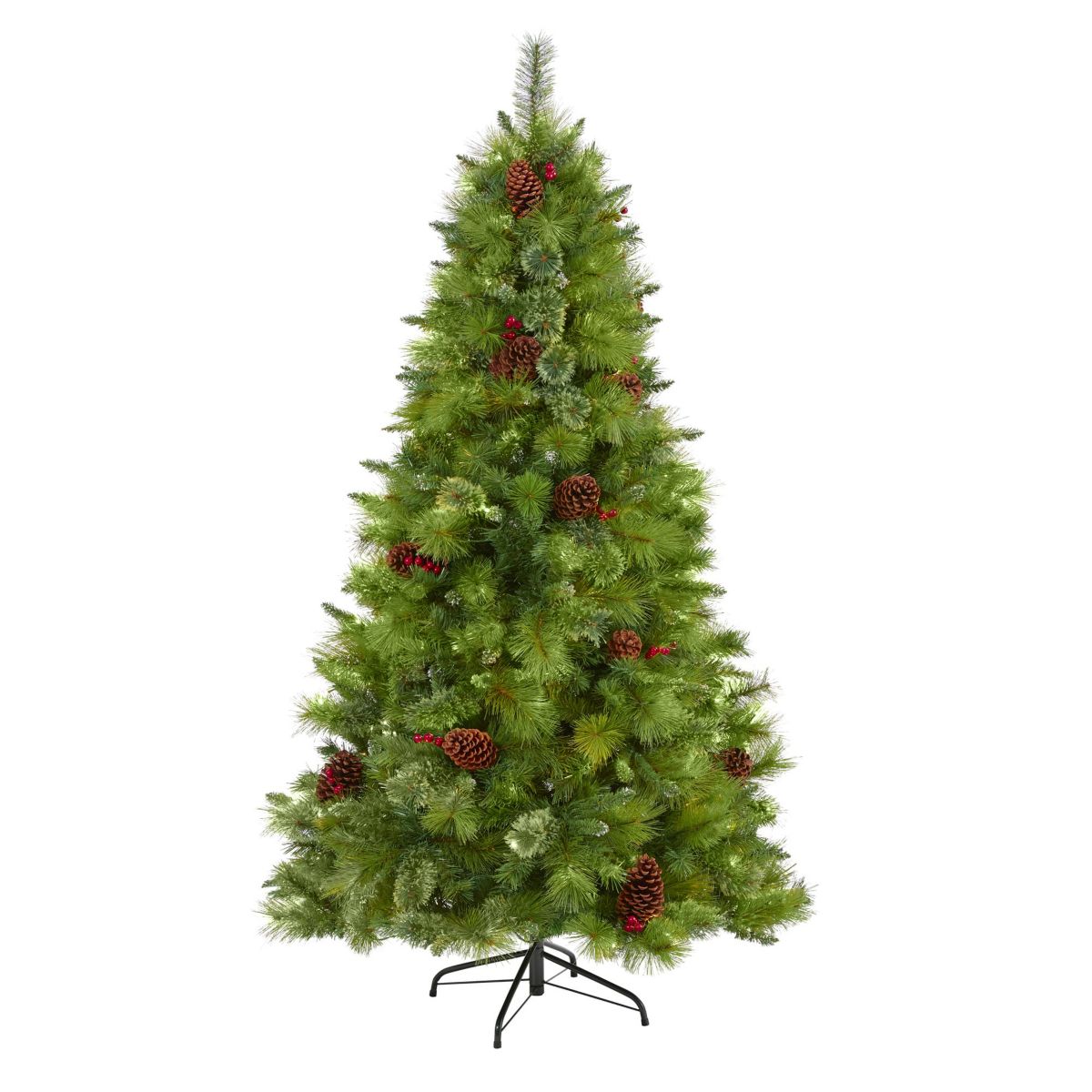 6-Foot Montana Mixed Pine Artificial Christmas Tree with Pine Cones, Berries and 814 Bendable Branches