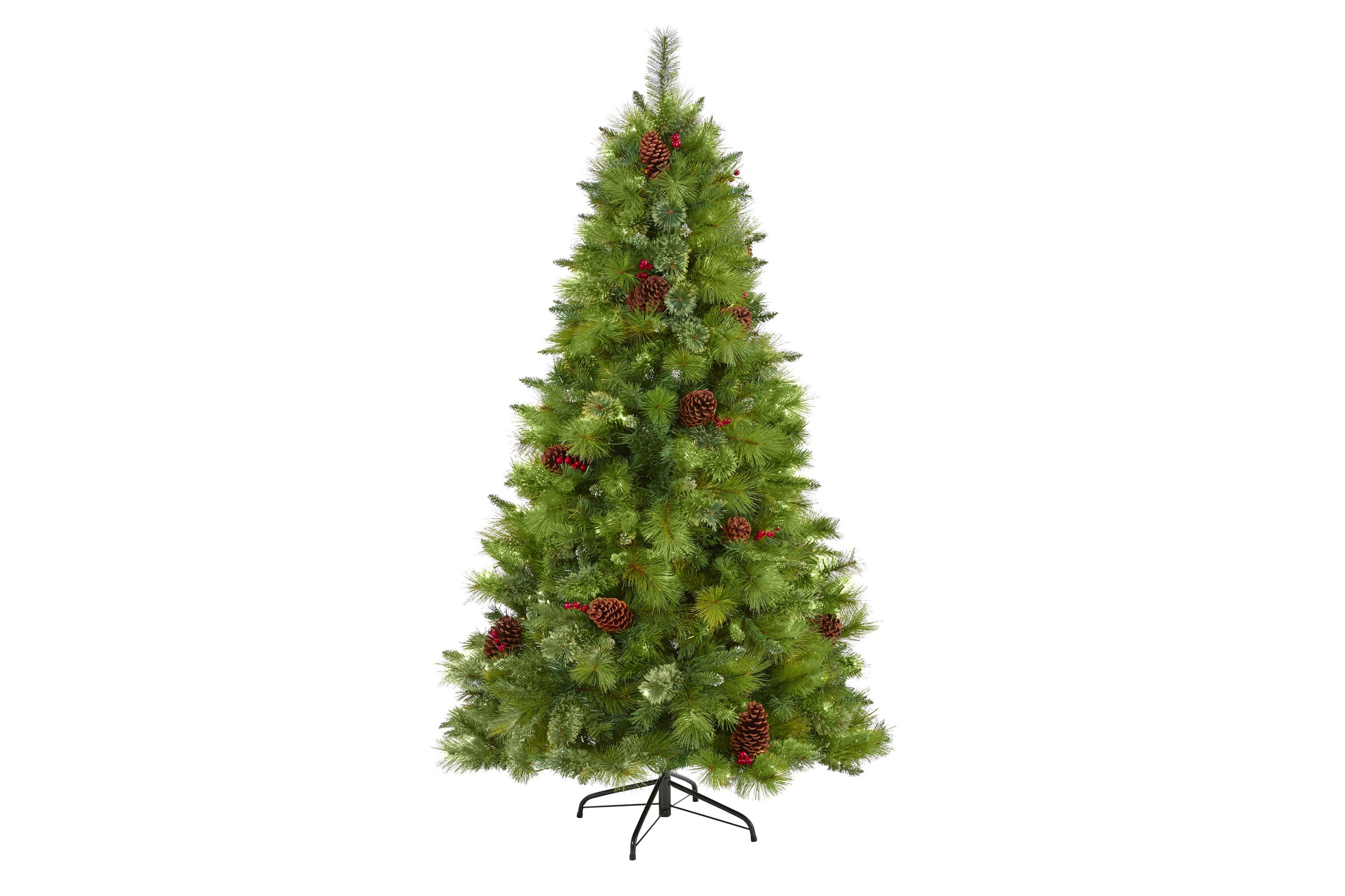 6-Foot Montana Mixed Pine Artificial Christmas Tree with Pine Cones, Berries and 814 Bendable Branches