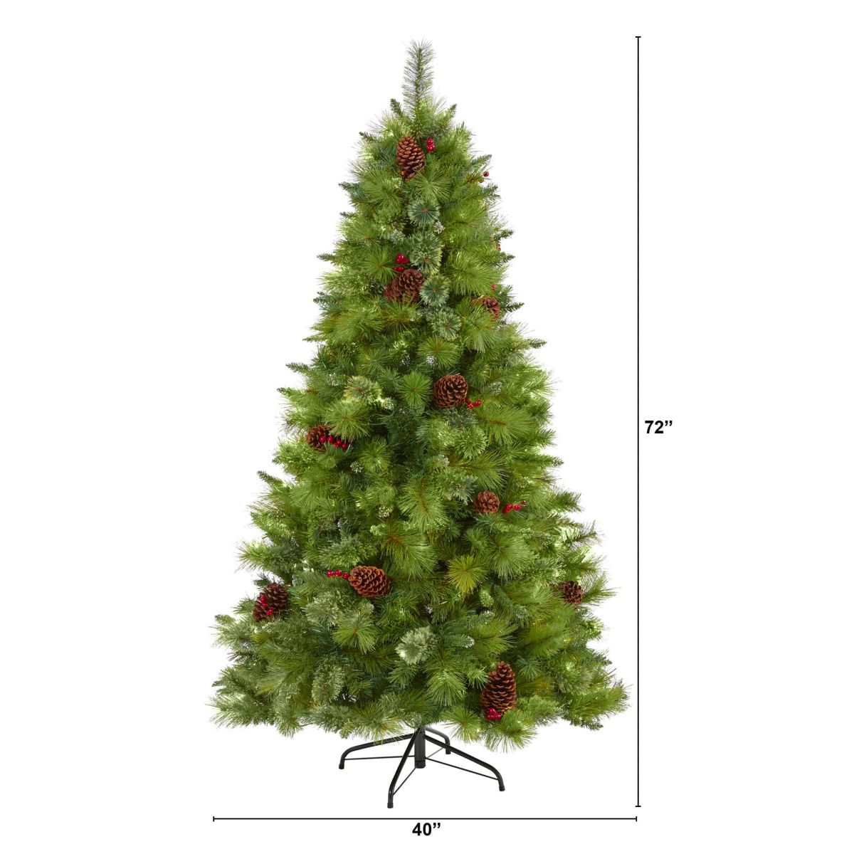 6-Foot Montana Mixed Pine Artificial Christmas Tree with Pine Cones, Berries and 814 Bendable Branches