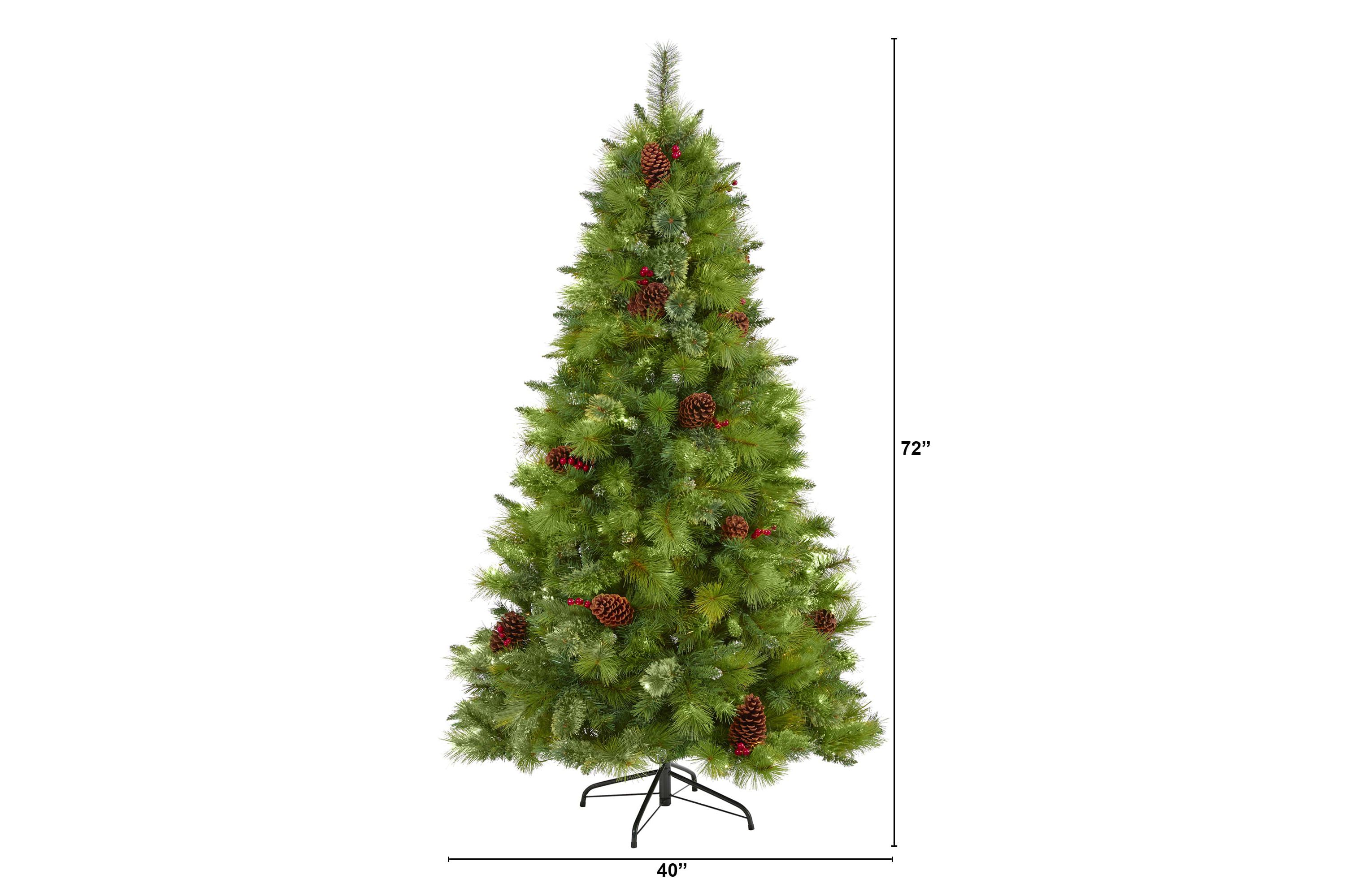 6-Foot Montana Mixed Pine Artificial Christmas Tree with Pine Cones, Berries and 814 Bendable Branches