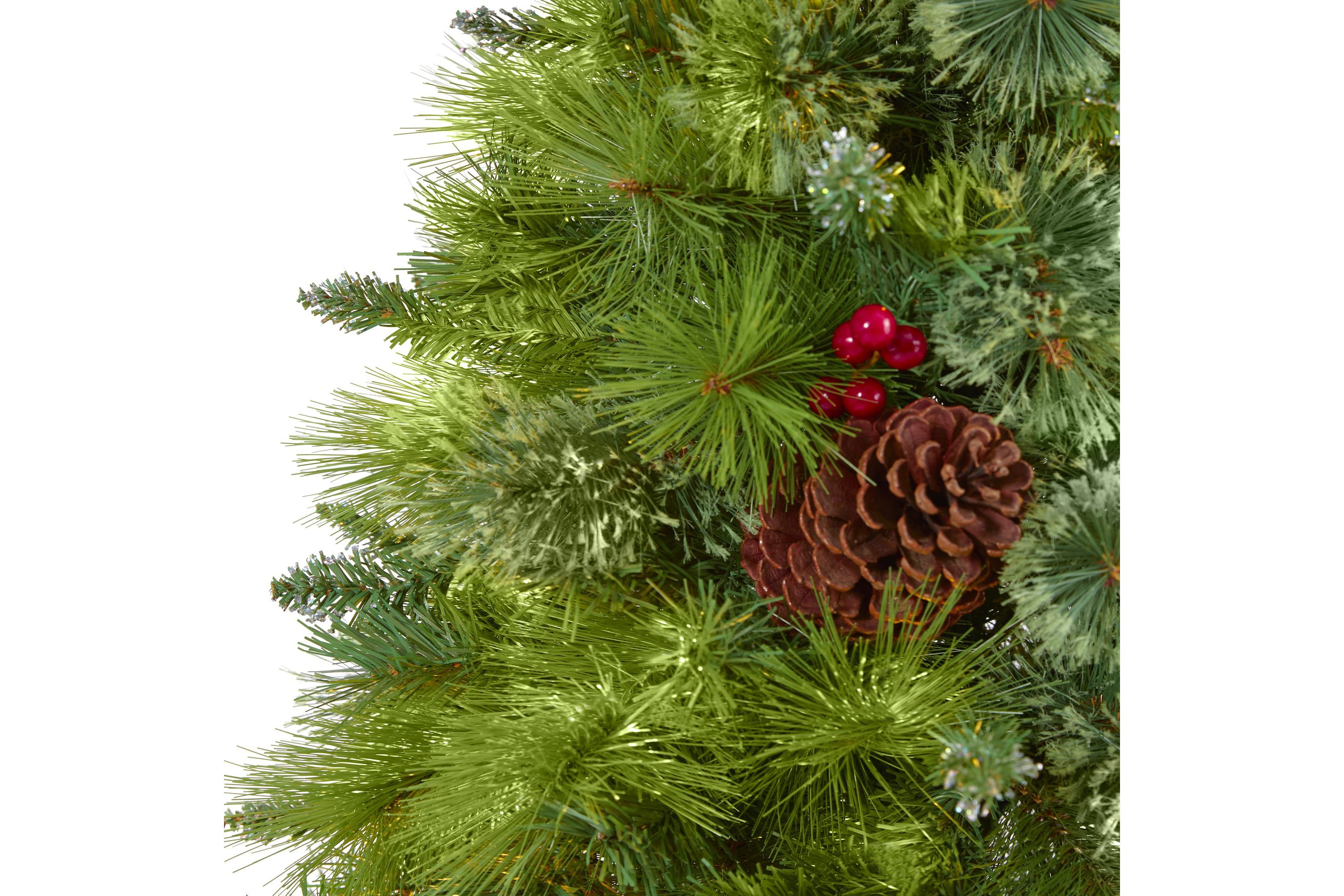 6-Foot Montana Mixed Pine Artificial Christmas Tree with Pine Cones, Berries and 814 Bendable Branches