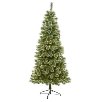 Nearly Natural 7-Foot Wisconsin Slim Snow Tip Pine Artificial Christmas Tree with 652 Bendable Branches, Green -  0192897445443