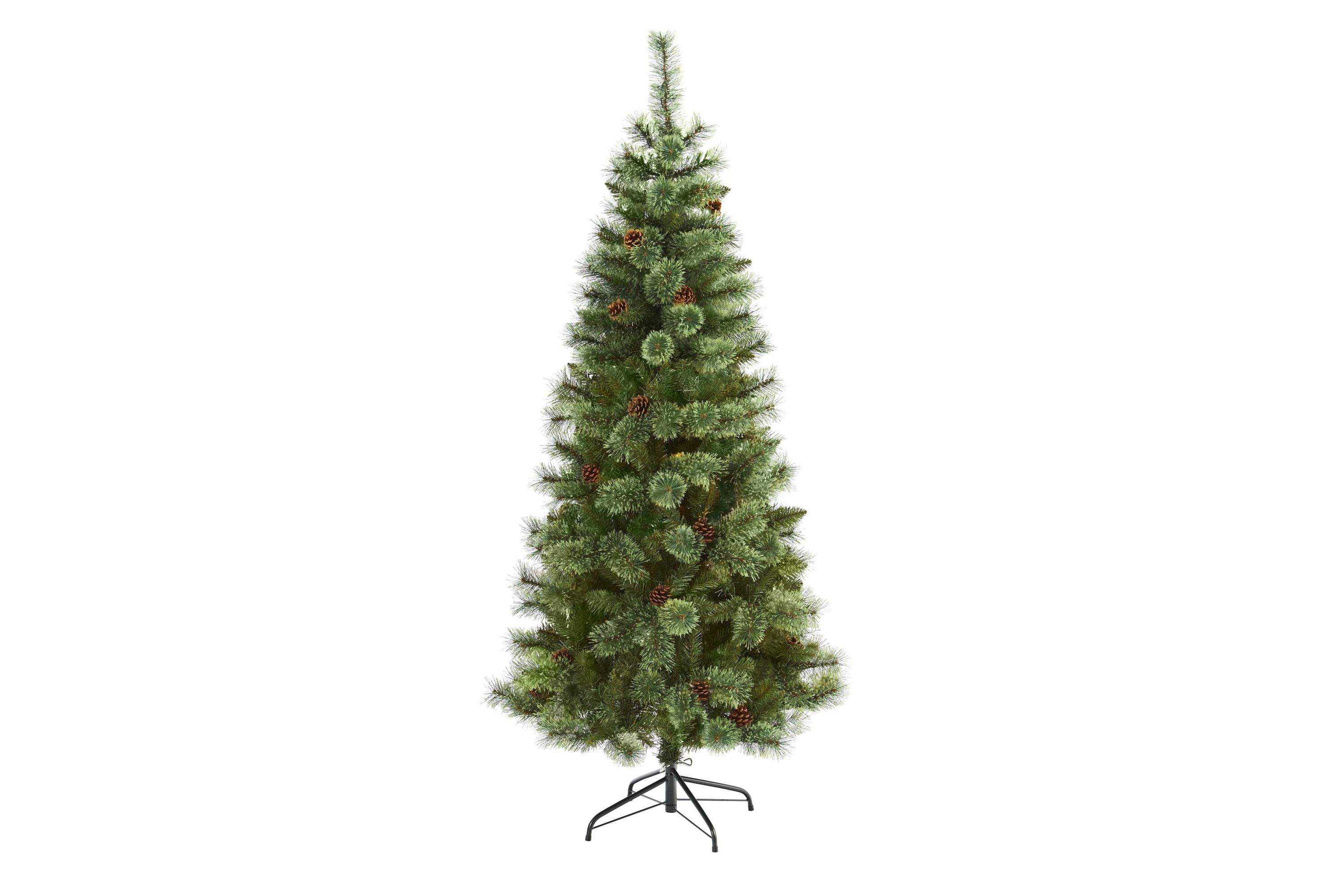 6-Foot White Mountain Pine Artificial Christmas Tree with 477 Bendable Branches