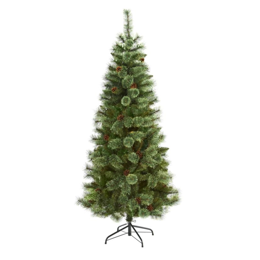 6-Foot White Mountain Pine Artificial Christmas Tree with 477 Bendable Branches