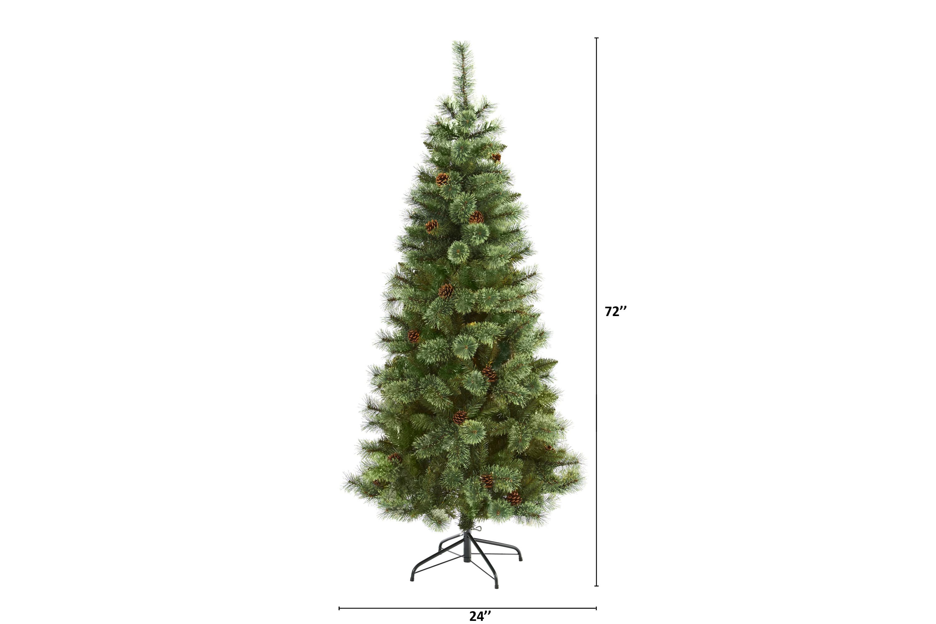 6-Foot White Mountain Pine Artificial Christmas Tree with 477 Bendable Branches