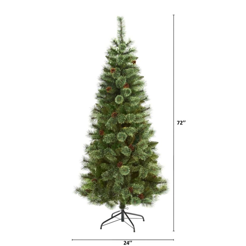 6-Foot White Mountain Pine Artificial Christmas Tree with 477 Bendable Branches