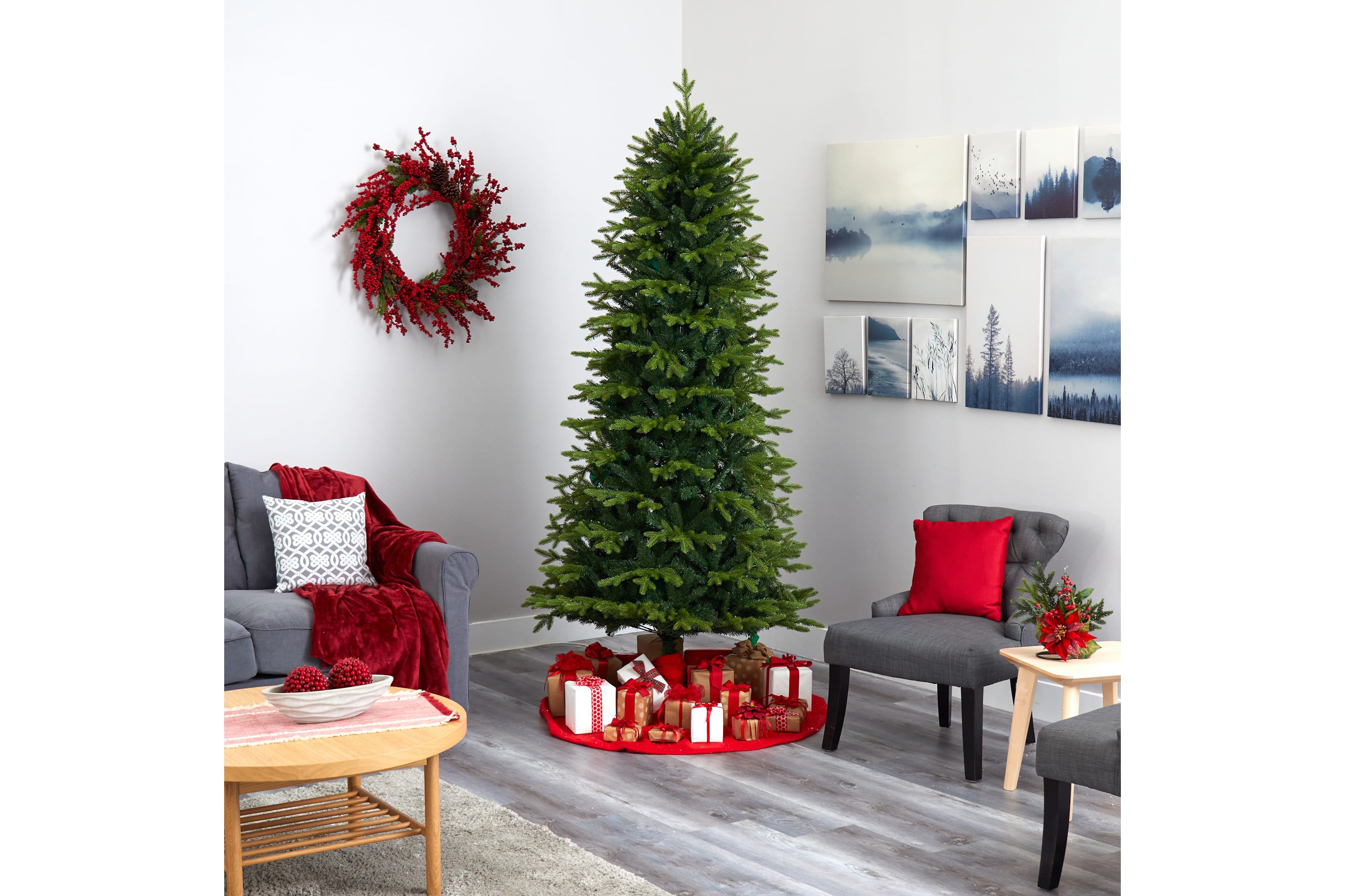 8-Foot Belgium Fir Natural-Look Artificial Christmas Tree with 2358 Bendable Branches