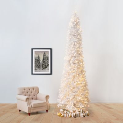 13-Foot Slim White Artificial Christmas Tree with 1350 Warm White LED Lights and 3924 Bendable Branches