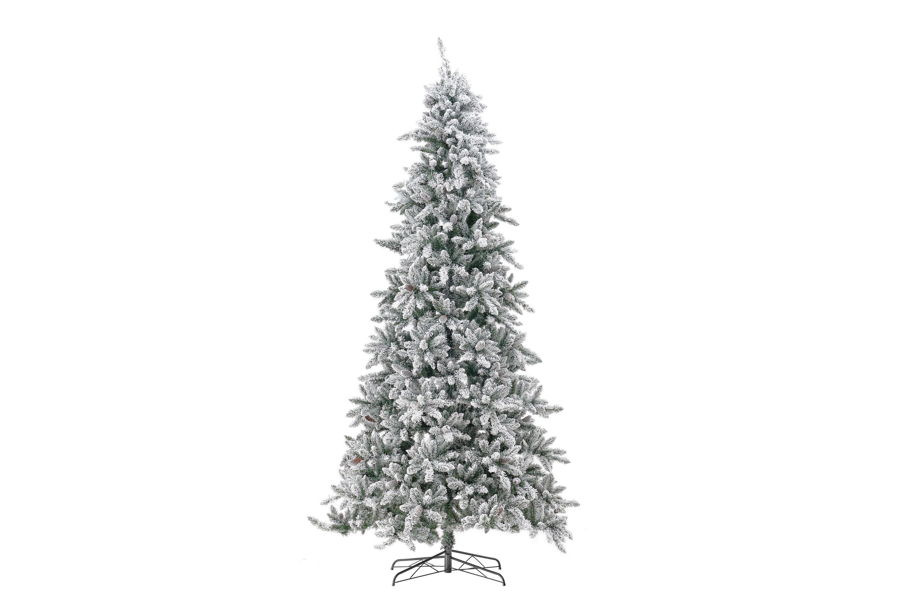 11-Foot Flocked Livingston Fir Artificial Christmas Tree with Pine Cones, 950 Clear Warm LED Lights and 3016 Bendable Branches