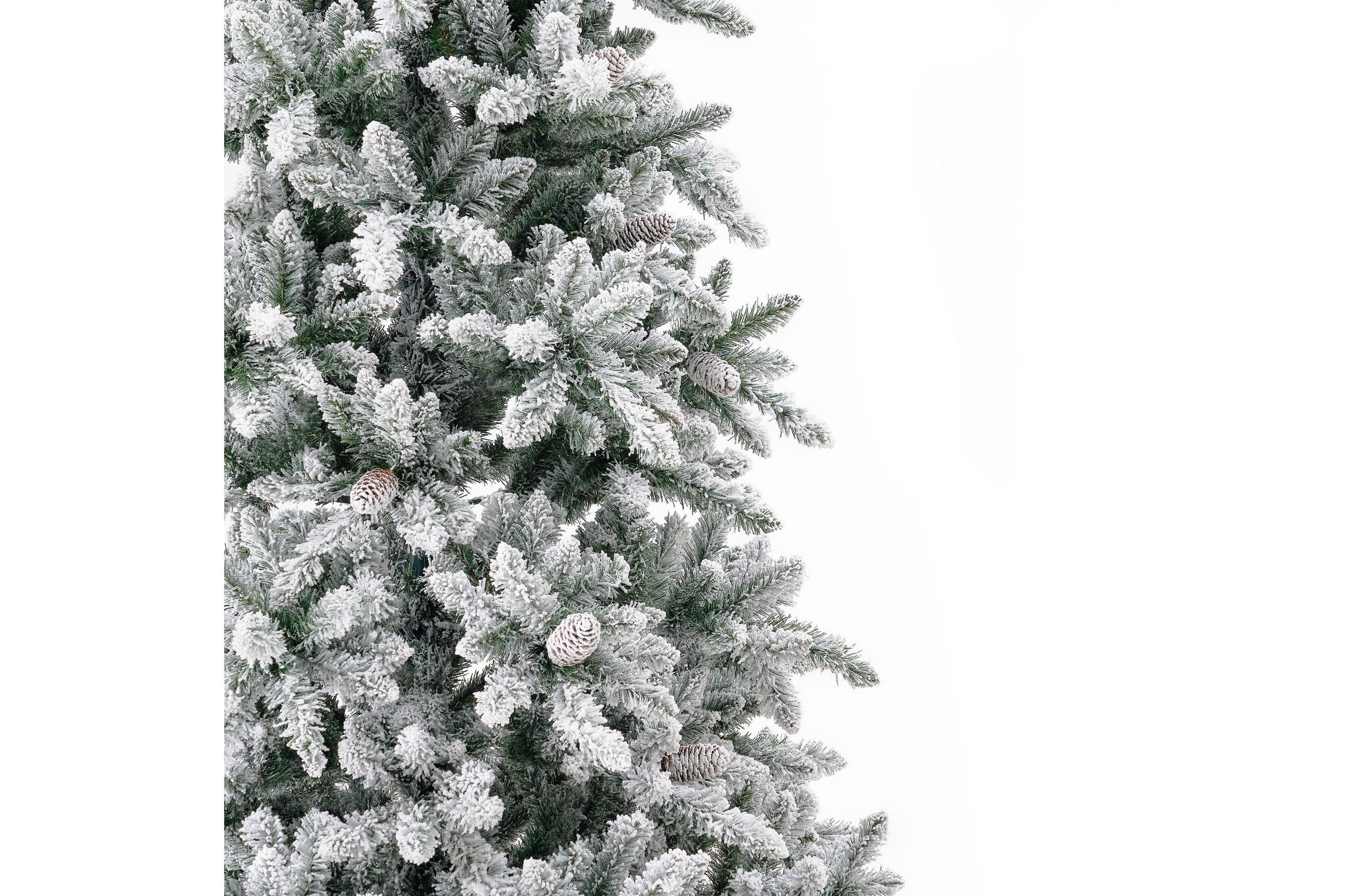 11-Foot Flocked Livingston Fir Artificial Christmas Tree with Pine Cones, 950 Clear Warm LED Lights and 3016 Bendable Branches