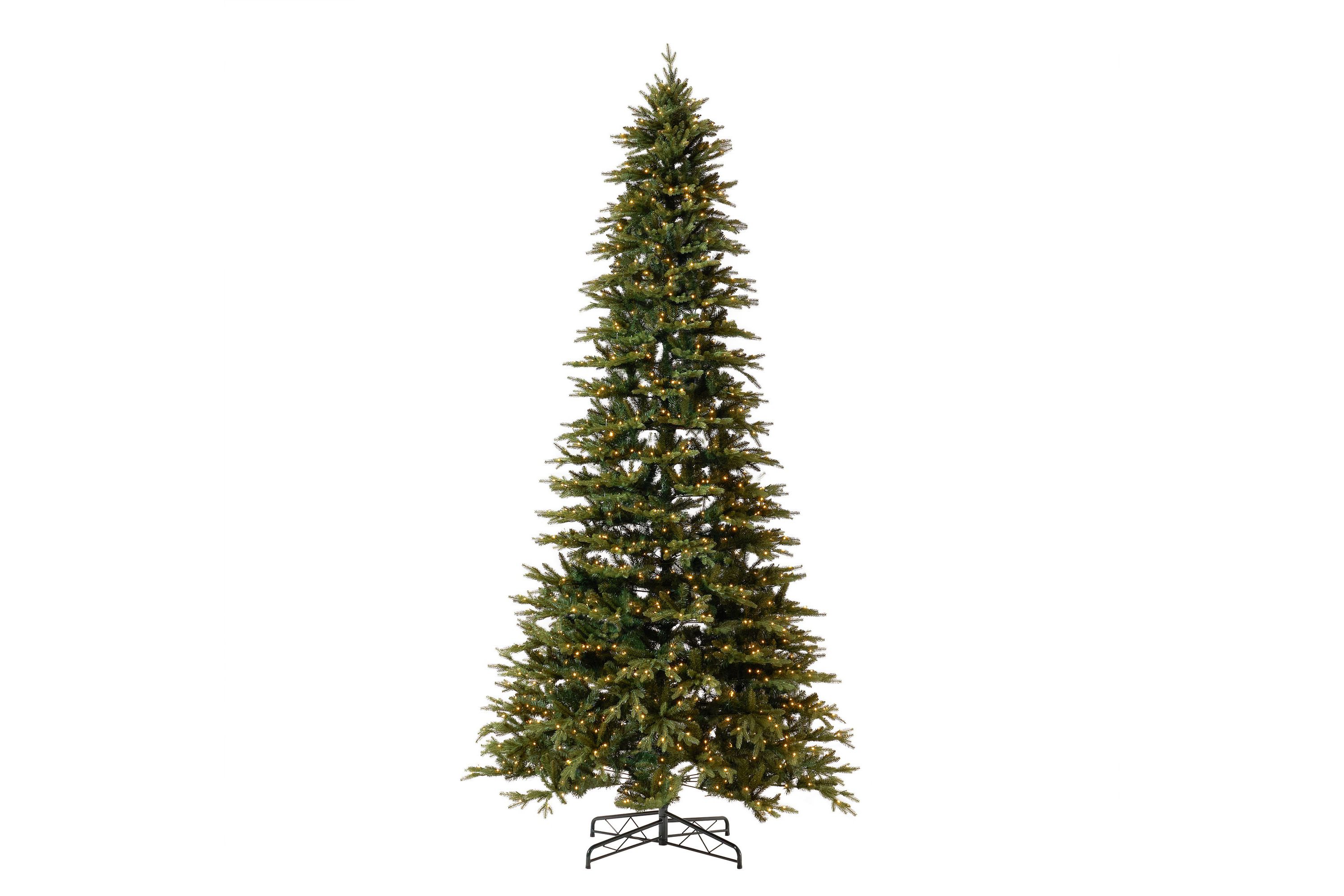 12-Foot Belgium Fir Natural-Look Artificial Christmas Tree with 1500 Clear LED Lights and 4962 Bendable Branches