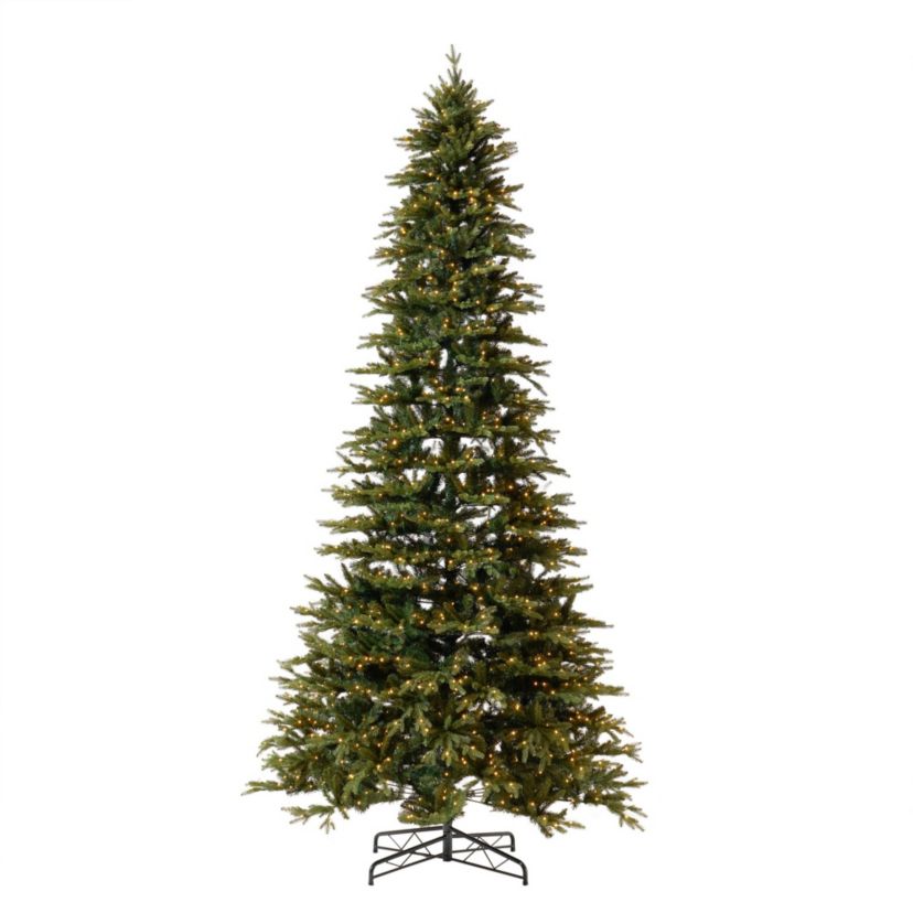 12-Foot Belgium Fir Natural-Look Artificial Christmas Tree with 1500 Clear LED Lights and 4962 Bendable Branches