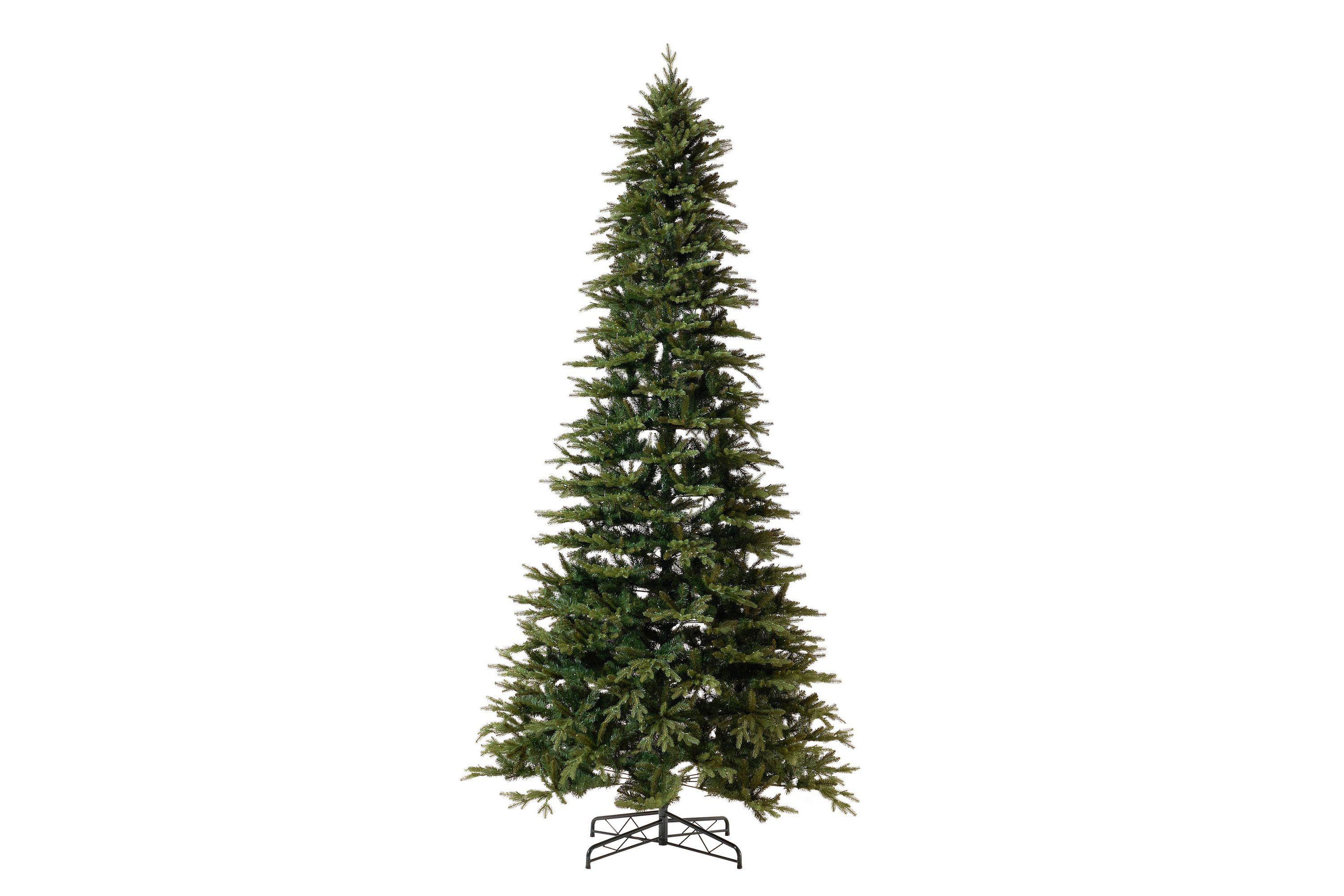 12-Foot Belgium Fir Natural-Look Artificial Christmas Tree with 1500 Clear LED Lights and 4962 Bendable Branches