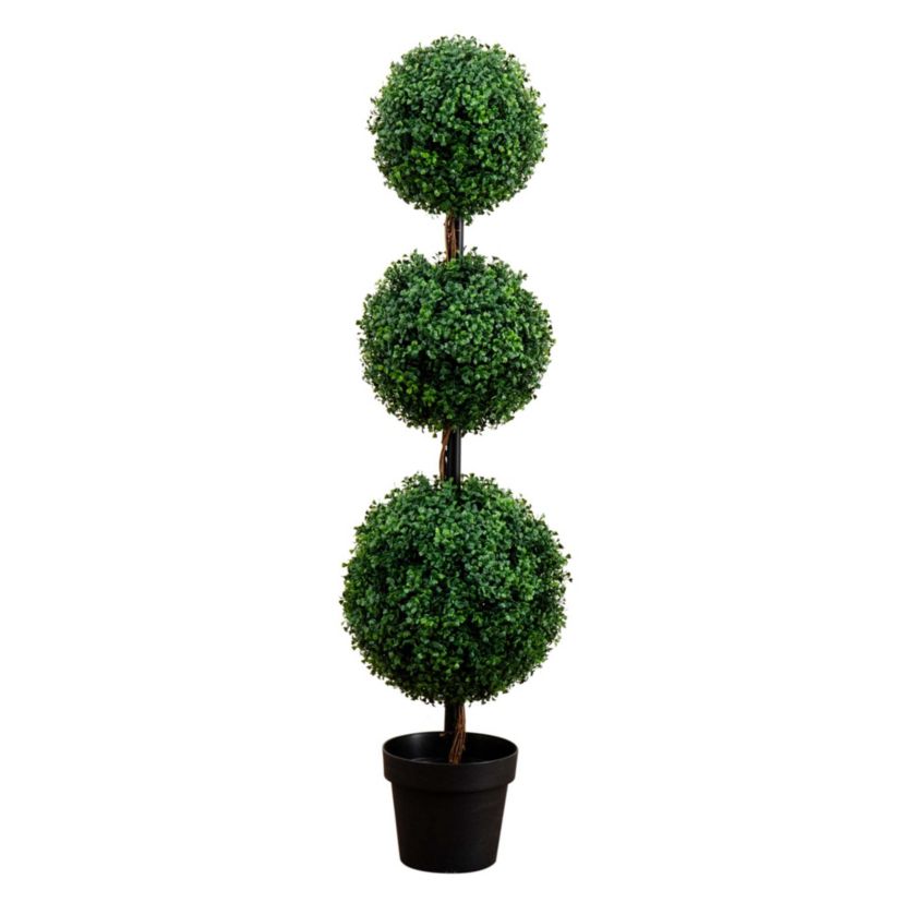 4ft. Artificial Triple Ball Boxwood Topiary Tree (Indoor/Outdoor)