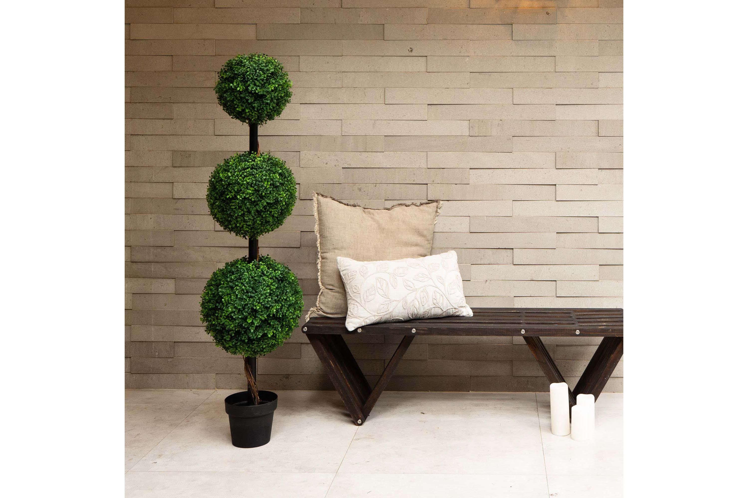 4ft. Artificial Triple Ball Boxwood Topiary Tree (Indoor/Outdoor)