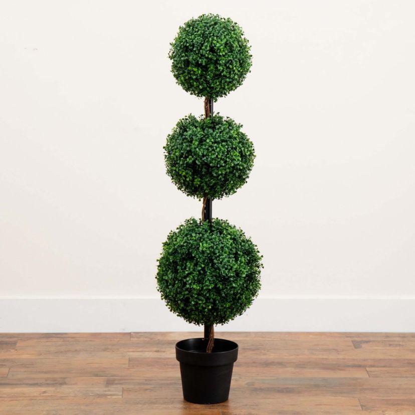4ft. Artificial Triple Ball Boxwood Topiary Tree (Indoor/Outdoor)