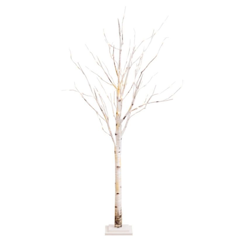 5-Foot Pre-Lit Artificial Birch Tree with 76 Warm White LED Lights