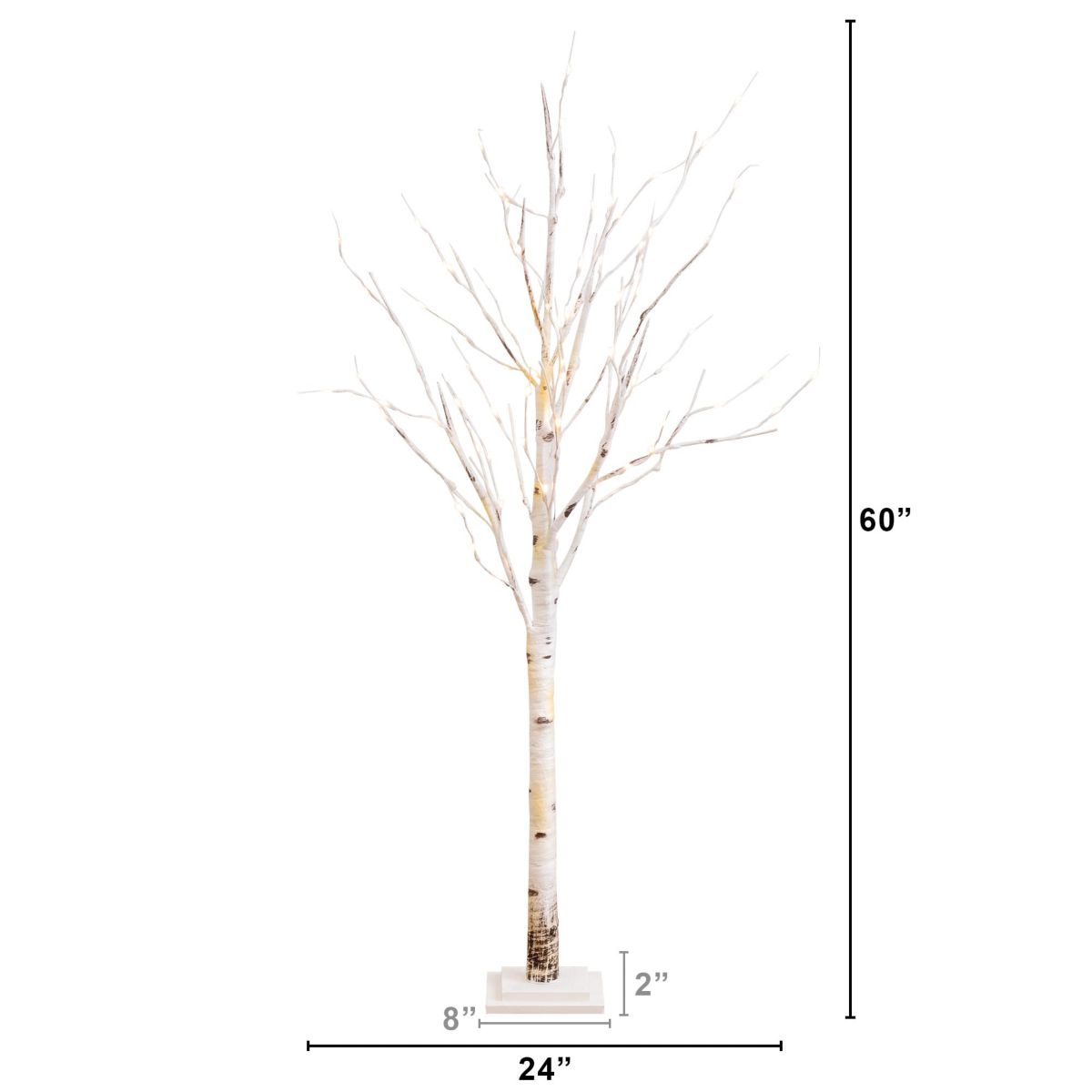 5-Foot Pre-Lit Artificial Birch Tree with 76 Warm White LED Lights
