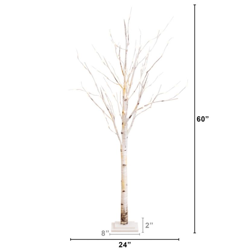5-Foot Pre-Lit Artificial Birch Tree with 76 Warm White LED Lights