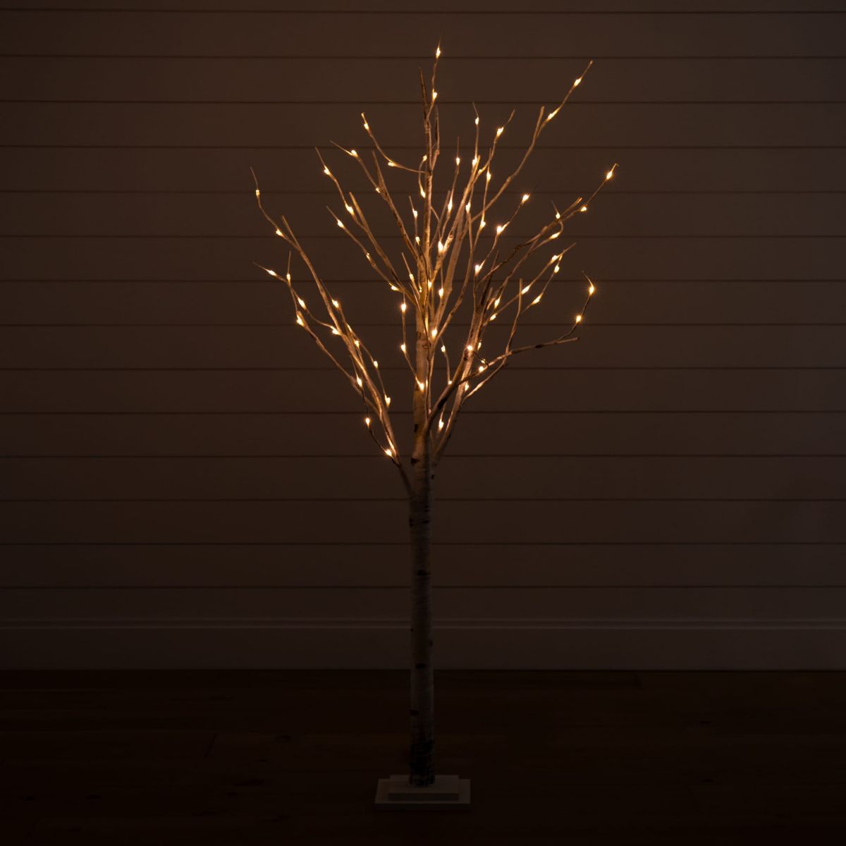 5-Foot Pre-Lit Artificial Birch Tree with 76 Warm White LED Lights